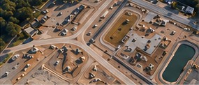Aerial view of a graded development site